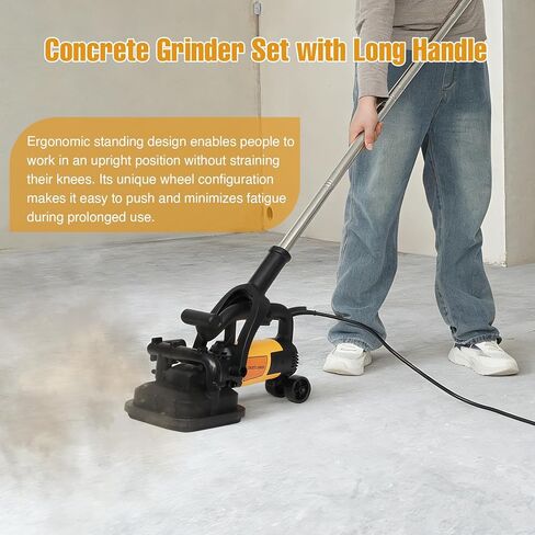 4-Head Concrete Surface Grinder with Handle & Auxiliary Wheels，3800W Concrete Grinder Machine with 6-Speed Control & Dust Collection Cover, Floor Grinder for Grinding Concrete Deck Marble Granite in Kuwait