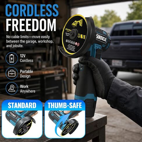 Cordless Angle Grinder Kit 19500 RPM Mini Electric Grinding Tool with 2x12V 1300 mAh Batteries 6 Cutting Discs Polishing Wheel & Flap Disc Portable Handheld Metal Wood Cutter Green in Kuwait