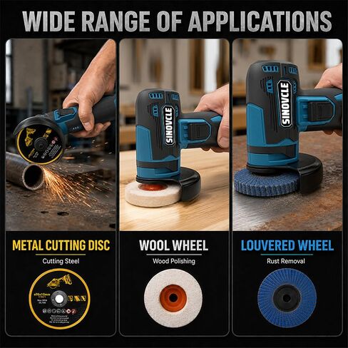 Cordless Angle Grinder Kit 19500 RPM Mini Electric Grinding Tool with 2x12V 1300 mAh Batteries 6 Cutting Discs Polishing Wheel & Flap Disc Portable Handheld Metal Wood Cutter Green in Kuwait