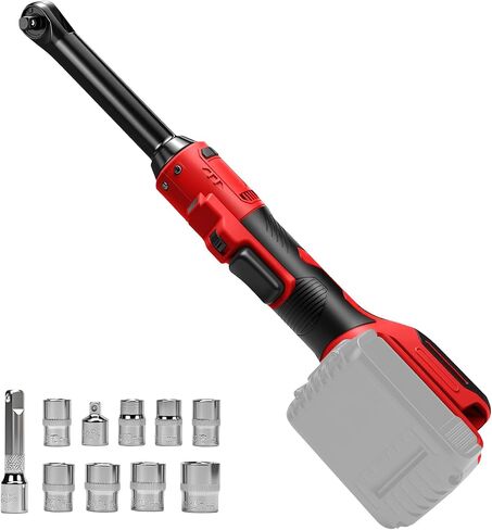 3/8" Cordless Ratchet Wrench for Milwaukee M18 Battery, 60 Ft-lbs(81 N.m) Electric Ratchet Set with Extended Head, Variable Speed, 3/8" to 1/4" Adapter, LED Light, 8 Socket Set (No Battery) in Kuwait