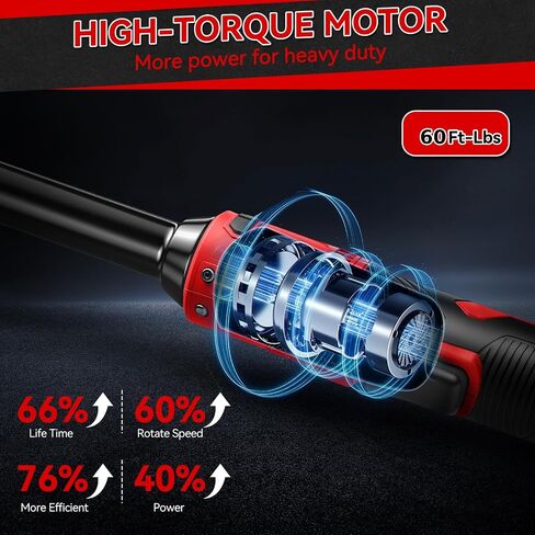 3/8" Cordless Ratchet Wrench for Milwaukee M18 Battery, 60 Ft-lbs(81 N.m) Electric Ratchet Set with Extended Head, Variable Speed, 3/8" to 1/4" Adapter, LED Light, 8 Socket Set (No Battery) in Kuwait