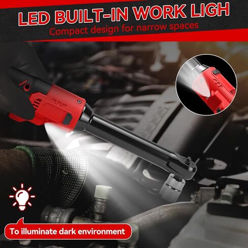 3/8" Cordless Ratchet Wrench for Milwaukee M18 Battery, 60 Ft-lbs(81 N.m) Electric Ratchet Set with Extended Head, Variable Speed, 3/8" to 1/4" Adapter, LED Light, 8 Socket Set (No Battery) in Kuwait