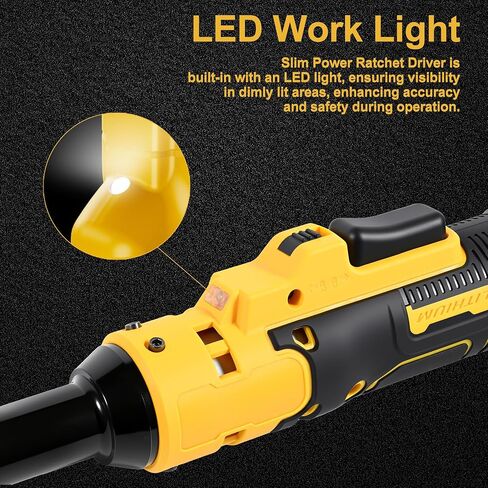 3/8" Electric Cordless Ratchet Wrench Compatible with Dewalt 20V Series Batteries, 80 N.m Battery Powered Slim Power Ratchet Driver with Extended 6" Neck LED Light Variable Speed Trigger (Tool Only) in Kuwait