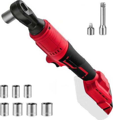 3/8" Ratchet Wrench Compatible with Milwaukee 18v Battery,Brushless Motor 400rpm Variable Speed 45 Ft-lbs(60 N.m) Ft-Ibs Power Tools 7 Sockets, 1/4" Adapter, 3" Extension Bar for car in Kuwait