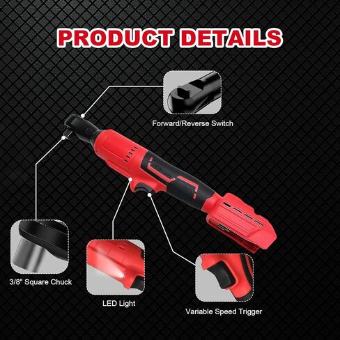 3/8" Ratchet Wrench Compatible with Milwaukee 18v Battery,Brushless Motor 400rpm Variable Speed 45 Ft-lbs(60 N.m) Ft-Ibs Power Tools 7 Sockets, 1/4" Adapter, 3" Extension Bar for car in Kuwait