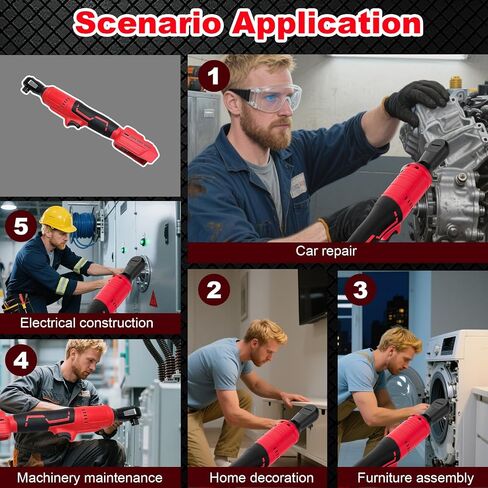 3/8" Ratchet Wrench Compatible with Milwaukee 18v Battery,Brushless Motor 400rpm Variable Speed 45 Ft-lbs(60 N.m) Ft-Ibs Power Tools 7 Sockets, 1/4" Adapter, 3" Extension Bar for car in Kuwait