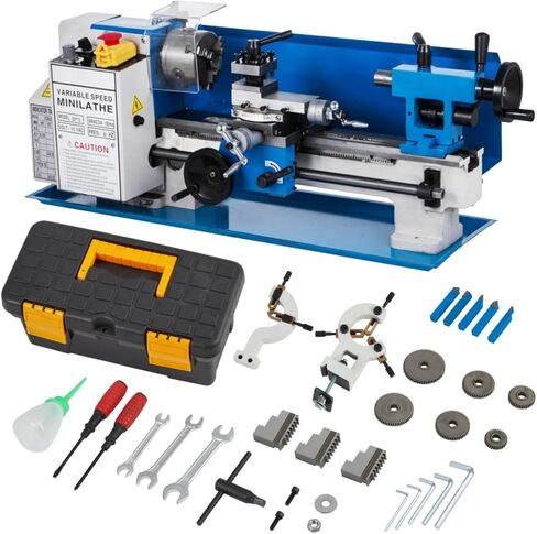 9"X30" Mini Metal Lathe Benchtop Machine – 1100w Variable Speed (0-3000 RPM), Heavy-Duty Iron Construction with 3-Jaw Chuck, Tool Box & Light for Precision Metal Turning in Kuwait