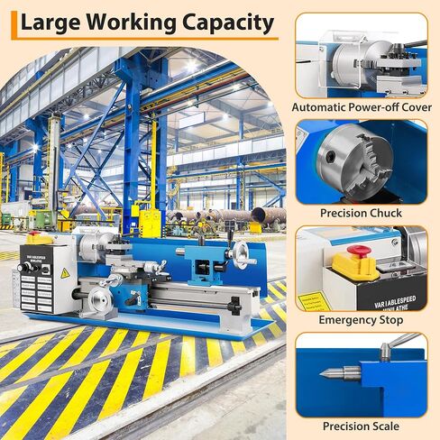 9"X30" Mini Metal Lathe Benchtop Machine – 1100w Variable Speed (0-3000 RPM), Heavy-Duty Iron Construction with 3-Jaw Chuck, Tool Box & Light for Precision Metal Turning in Kuwait