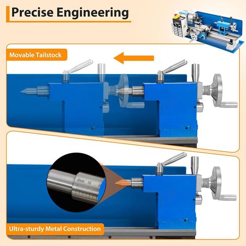 9"X30" Mini Metal Lathe Benchtop Machine – 1100w Variable Speed (0-3000 RPM), Heavy-Duty Iron Construction with 3-Jaw Chuck, Tool Box & Light for Precision Metal Turning in Kuwait