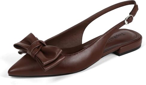 Women's Slingback Flats Pointed Toe Ballet Flats with Bow & Buckle for Wedding Office Casual Party Dress Shoes in Kuwait