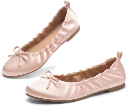 Coutgo Women's Ballet Flats, Bow Round Toe Slip On Dress Shoes Comfortable Flats for Work Casual in Kuwait