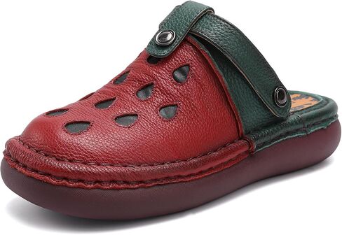 Women's Walking Shoes Comfortable Casual Slip On Mule Dress Leather Shoes Anti-Slip Rubber Sole and Lightweight Flat in Kuwait