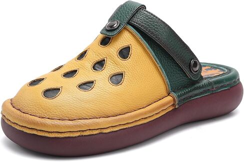 Women's Walking Shoes Comfortable Casual Slip On Mule Dress Leather Shoes Anti-Slip Rubber Sole and Lightweight Flat in Kuwait