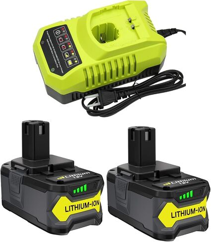 2Pack 8.0Ah Replacement for Ryobi 18V Battery and P117 Charger Combo | Compatible with Ryobi ONE+ Battery and Charger P108 P102 P103 P104 P105 P107 P109 P122 and 18 Volt Cordless Tools in Kuwait