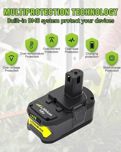 2Pack 8.0Ah Replacement for Ryobi 18V Battery and P117 Charger Combo | Compatible with Ryobi ONE+ Battery and Charger P108 P102 P103 P104 P105 P107 P109 P122 and 18 Volt Cordless Tools in Kuwait