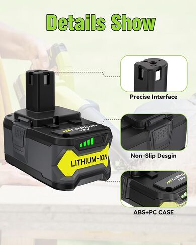 2Pack 8.0Ah Replacement for Ryobi 18V Battery and P117 Charger Combo | Compatible with Ryobi ONE+ Battery and Charger P108 P102 P103 P104 P105 P107 P109 P122 and 18 Volt Cordless Tools in Kuwait