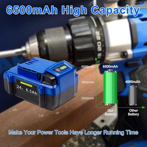 DTK Replacement for Kobalt 24V Battery 6.5Ah Batteries KB624-03 KB524-03 KB424-03 KB224-03 KB124-03 Cordless Tool 2 Packs in Kuwait
