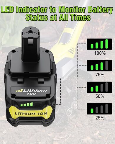 2Pack 8.0Ah Replacement for Ryobi 18V Battery and P117 Charger Combo | Compatible with Ryobi ONE+ Battery and Charger P108 P102 P103 P104 P105 P107 P109 P122 and 18 Volt Cordless Tools in Kuwait
