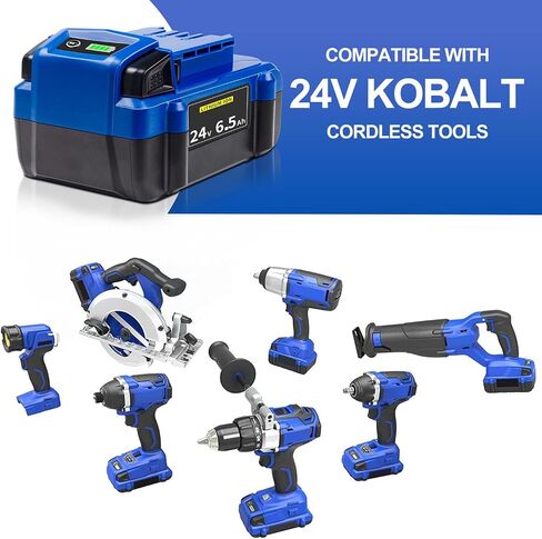 DTK Replacement for Kobalt 24V Battery 6.5Ah Batteries KB624-03 KB524-03 KB424-03 KB224-03 KB124-03 Cordless Tool 2 Packs in Kuwait