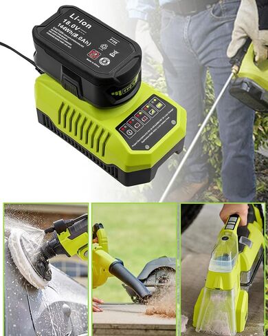 2Pack 8.0Ah Replacement for Ryobi 18V Battery and P117 Charger Combo | Compatible with Ryobi ONE+ Battery and Charger P108 P102 P103 P104 P105 P107 P109 P122 and 18 Volt Cordless Tools in Kuwait