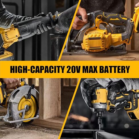 DCB200 8.0Ah Rechargeable Replacement for Dewalt 20V Max Battery (2-Pack) | Compatible with DCB201 DCB203 DCB204 DCB206 DCB207, LED fuel gauge, overcharge & short-circuit protection, 1-year warranty in Kuwait