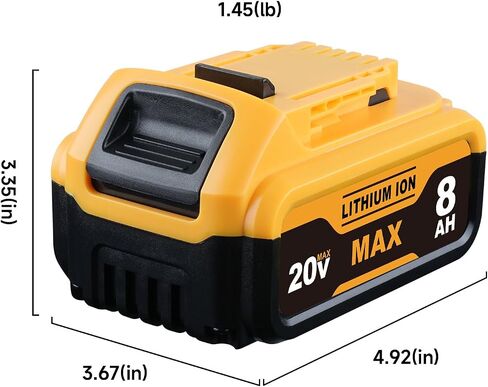 DCB200 8.0Ah Rechargeable Replacement for Dewalt 20V Max Battery (2-Pack) | Compatible with DCB201 DCB203 DCB204 DCB206 DCB207, LED fuel gauge, overcharge & short-circuit protection, 1-year warranty in Kuwait
