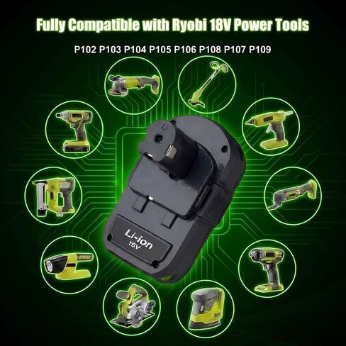 LORDONE 3000mAh P108 Replacement Battery for Ryobi 18V,2 Pack | Compatible with Ryobi 18V Lithium Battery ONE+ P102 P103 P104 P105 P107 P108 P109 Cordless Tool in Kuwait