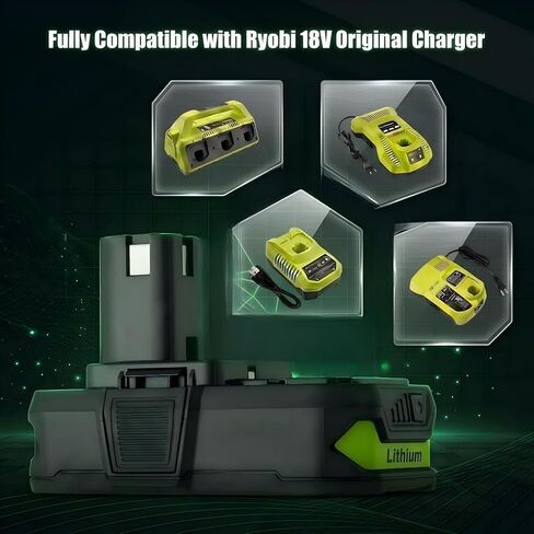 LORDONE 3000mAh P108 Replacement Battery for Ryobi 18V,2 Pack | Compatible with Ryobi 18V Lithium Battery ONE+ P102 P103 P104 P105 P107 P108 P109 Cordless Tool in Kuwait