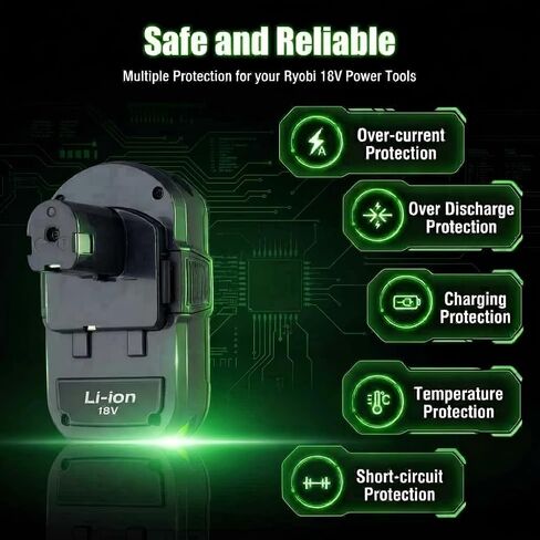LORDONE 3000mAh P108 Replacement Battery for Ryobi 18V,2 Pack | Compatible with Ryobi 18V Lithium Battery ONE+ P102 P103 P104 P105 P107 P108 P109 Cordless Tool in Kuwait