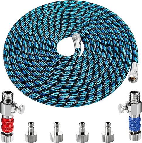 DEELEDM 1/8" Airbrush Quick Connect with 10ft Hose & 4 Male Connectors | Adjustable pressure hose adapter, blue spray hose, quick release design for airbrushing, model painting & DIY crafts in Kuwait