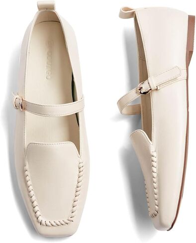 Coutgo Womens Ballet Flats Loafers Square Toe Comfortable Dressy Work Office Shoes Mary Jane Flats in Kuwait