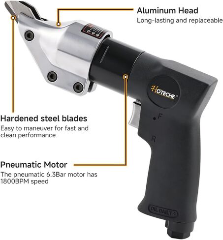 Hoteche Air Metal Shear, 1800BPM, 1.4mm Aluminum/1.2mm Sheet Metal Cutting, 3 Universal Fittings, Color Box in Kuwait