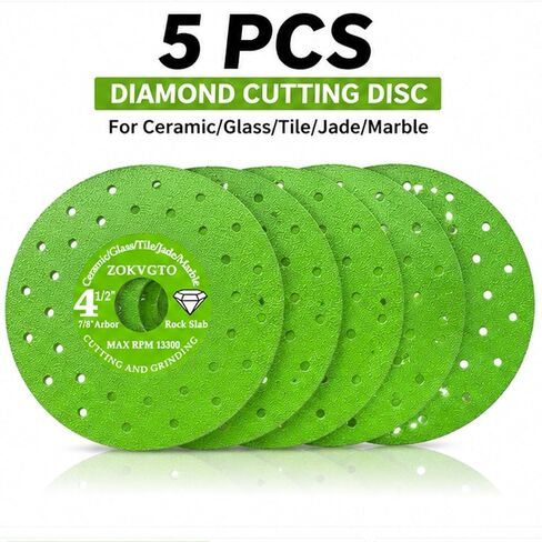 5Pack 4.5 inch Tile Cutter Diamond Saw Blades for Angle Grinder Ceramic Porcelain Glass Marble Grinder Wet/Dry Cutting and Grinding Tools (5) in Kuwait