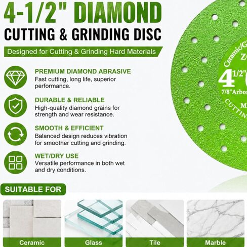 5Pack 4.5 inch Tile Cutter Diamond Saw Blades for Angle Grinder Ceramic Porcelain Glass Marble Grinder Wet/Dry Cutting and Grinding Tools (5) in Kuwait
