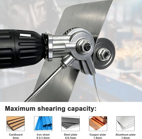 Nibbler Metal Cutter, Upgraded Sheet Metal Cutter for Drill – Heavy-Duty Metal Nibbler Drill Attachment with 7-Piece Kit, Cuts Iron, Steel, Aluminum, Copper & Plastic Up to 1mm in Kuwait