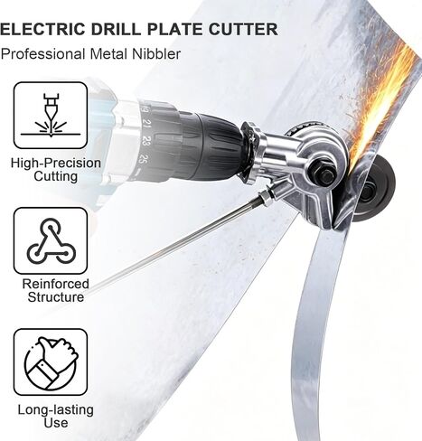 Nibbler Metal Cutter, Upgraded Sheet Metal Cutter for Drill – Heavy-Duty Metal Nibbler Drill Attachment with 7-Piece Kit, Cuts Iron, Steel, Aluminum, Copper & Plastic Up to 1mm in Kuwait
