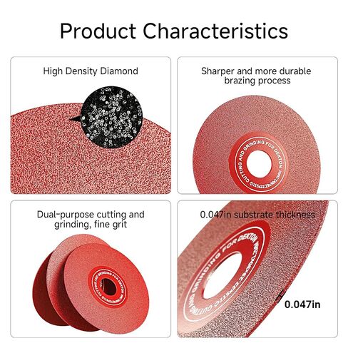 LOZLIN Tile Glass Cutter Diamond Saw Blades 4-1/2" for Angle Grinder, 7/8" Arbor，Dry Wet Cutting Disc for Porcelain, Glass, Ceramic, Marble, Stone-3 Packs in Kuwait