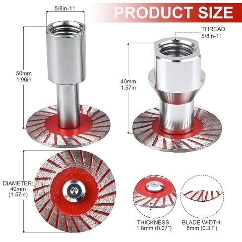 1.57" Diamond Saw Blades Set with Removable Flange (5/8-11 Thread), Mini Diamond Cutting Disc for Grinder Stone Tile Ceramic PVC (5* Blades + 2*Flanges + 5*Screws) in Kuwait