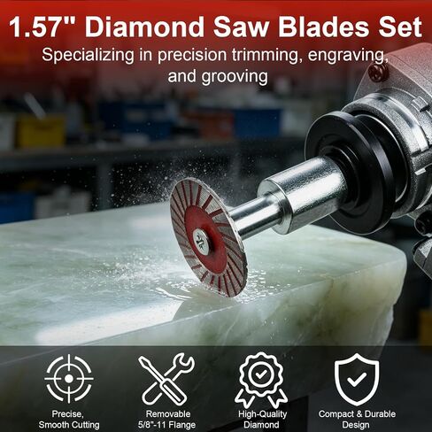 1.57" Diamond Saw Blades Set with Removable Flange (5/8-11 Thread), Mini Diamond Cutting Disc for Grinder Stone Tile Ceramic PVC (5* Blades + 2*Flanges + 5*Screws) in Kuwait