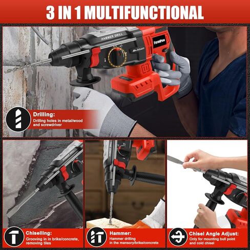 SDS Plus Rotary Hammer for Milwaukee M18 Battery (No Battery) | 2.6J Impact, Brushless Motor, 360° Rotating Handle, 4-Working Modes, Overload Protection, Compact Design in Kuwait