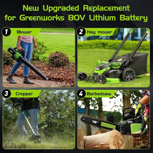 POWTREE Upgraded 6.0Ah Lithium Replacement for Greenworks 80V Battery PRO Compatible with Greenworks 80 Volt Max Battery GBA80200 GBA80300 GBA80400 GBA80500 GBA80250 Power Tools (Not for Kobalt) in Kuwait