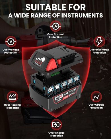 2PC 8.0Ah Replacement for Milwaukee 18 Volt Battery(2Pack) | Compatible with Milwaukee 18V Hammer Drill, Impact Driver, Sawzall, Vacuum in Kuwait