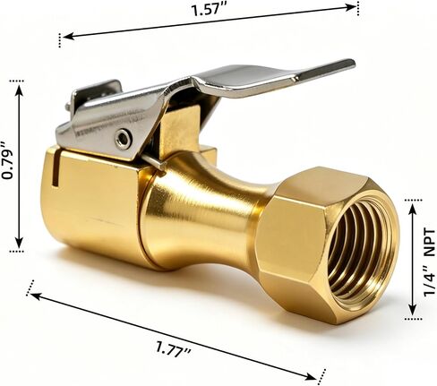 Lock On Air Chuck with Clip, 1/4" NPT Closed Flow Tire Chuck 150 PSI, Heavy Duty Air Compressor Accessory for Tire Inflator Gauge, 4PCS Kit with Valve Stem Caps – Leak-Proof Inflation Tool in Kuwait