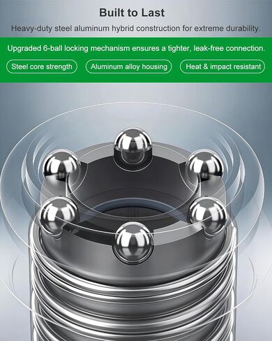 GODESON 4-Piece 1/4" NPT Air Hose Fittings, 5-in-1 Safety Universal Air Coupler and 3 Plugs, Accepts M V T A L Style Plugs, Steel/Aluminum, for Air Compressor Quick Connect Fittings with Teflon Tape in Kuwait