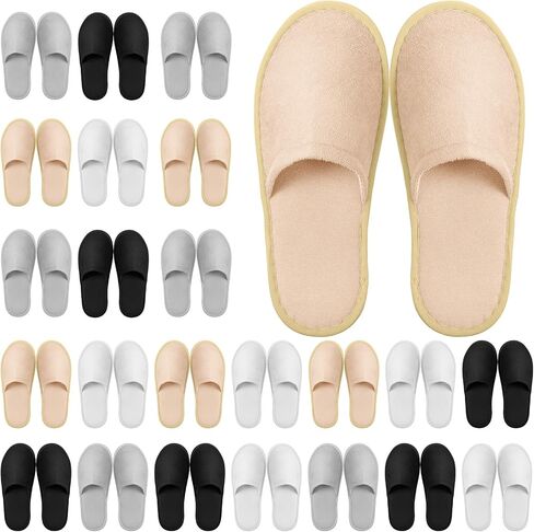 Geyoga 24 Pairs Disposable Slippers for Guests Bulk 2 Size Cotton Soft Spa Hotel House Slippers for Women Men Wedding Party Shoeless Home Indoor Travel in Kuwait