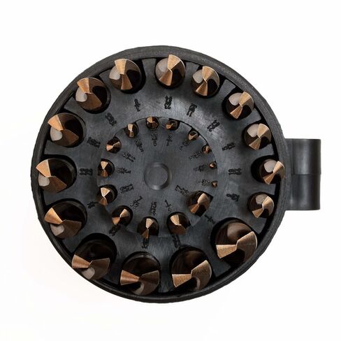 29 Pcs Cobalt Drill Bit Set, M35 HSS Jobber Drill Bits, Fully Ground, Gold Oxide Finish, Size 1/16"-1/2" x64ths, 3 Flat Shank, for Stainless Steel, Cast Iron, Plastic, Wood with Round indexed case. in Kuwait