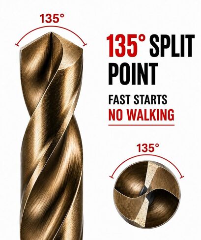 29 Pcs Cobalt Drill Bit Set, M35 HSS Jobber Drill Bits, Fully Ground, Gold Oxide Finish, Size 1/16"-1/2" x64ths, 3 Flat Shank, for Stainless Steel, Cast Iron, Plastic, Wood with Round indexed case. in Kuwait