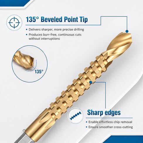 5Pcs Titanium Coated HSS Twist Drill Bits, 3-8mm Hex Shank Serrated Cutting Drills Bit Side Cutting Drills Bits Serrated Side Cuttings Drill Bit Woodworking Tools for Wood Metal Plastic Hole in Kuwait