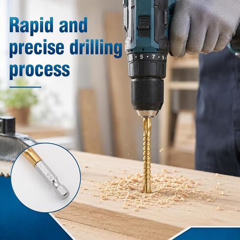 5Pcs Titanium Coated HSS Twist Drill Bits, 3-8mm Hex Shank Serrated Cutting Drills Bit Side Cutting Drills Bits Serrated Side Cuttings Drill Bit Woodworking Tools for Wood Metal Plastic Hole in Kuwait