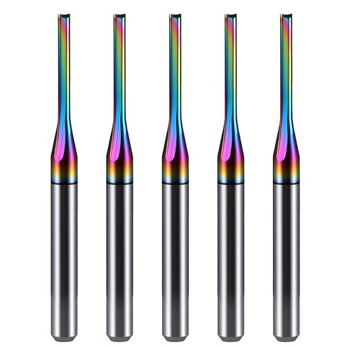 CNC Router Bits,1/8 inch Shank, 1/16 inch Cutting Dia,2 Flutes Straight Router Bit with DLC Coating Tungsten Steel End Mill Cutter for MDF PVC Acrylic Chipboard Wood 5 Pack in Kuwait